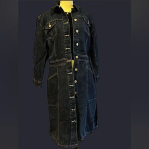 Vintage Faded Glory Women's Dark Blue Denim Long Coat